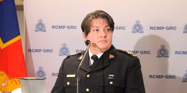 Manitoba RCMP Assistant Commissioner Jane MacLatchy holds a news conference in Winnipeg on Thursday Jan. 20, 2022. 