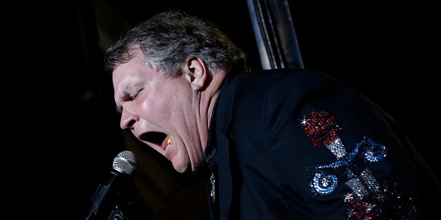 Singer Meat Loaf performs in support of Republican presidential candidate and former Massachusetts Gov. Mitt Romney at the football stadium at Defiance High School in Defiance, Ohio, Thursday, Oct. 25, 2012. (AP Photo/Charles Dharapak, File)