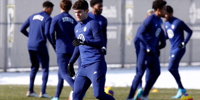 U.S. men's national team soccer forward Christian Pulisic practices in Columbus, Ohio, Wednesday, Jan. 26, 2022, ahead of Thursday's World Cup qualifying match against El Salvador.