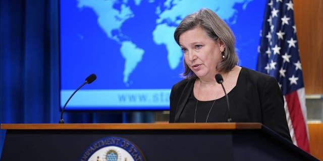State Department Under Secretary for Public Affairs Victoria J. Nuland speaks during a briefing at the State Department in Washington, Thursday, Jan. 27, 2022. 