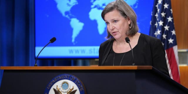 State Department Under Secretary for Public Affairs Victoria J. Nuland speaks during a briefing at the State Department in Washington, Thursday, Jan. 27, 2022.