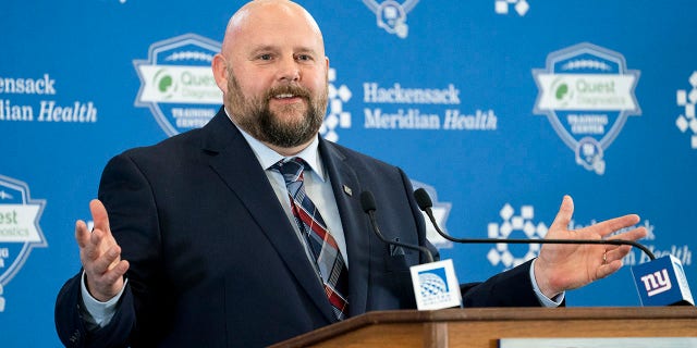 New York Giants head coach Brian Daboll speaks during a news conference at the team's training facility, Jan. 31, 2022, in East Rutherford, New Jersey.