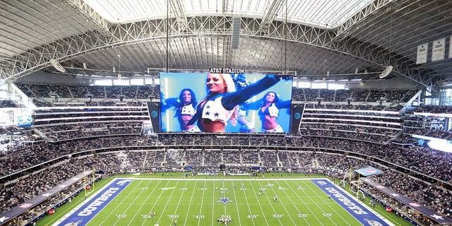 General view of AT&amp;T Stadium before the game between the Dallas Cowboys and the Los Angeles Rams on December 15, 2019 in Arlington, Texas.