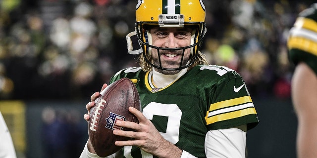 Jan 2, 2022; Green Bay, Wisconsin, USA; Green Bay Packers quarterback Aaron Rodgers (12) warms up before game against the Minnesota Vikings at Lambeau Field.