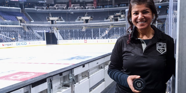 Head Athletic Trainer of Ontario Reign Aisha Visram poses for a photo after the game between the Pittsburgh Penguins and the Los Angeles Kings at Crypto.com Arena on January 13, 2022 in Los Angeles, California.