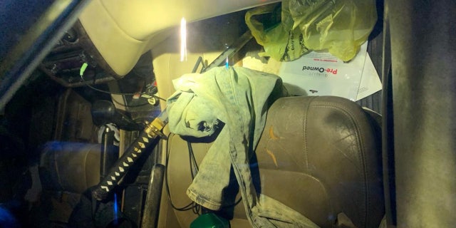 The Mobile County Sheriff's Office provided this photo to Fox 10 TV showing the sword allegedly used by Damien Washam to kill his mother and injure two other relatives.