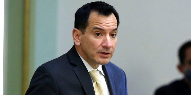 FILE - In this June 16, 2020, file photo, Assembly Speaker Anthony Rendon, D-Lakewood, urges lawmakers to approve the state budget bill, at the Capitol in Sacramento, Calif. 