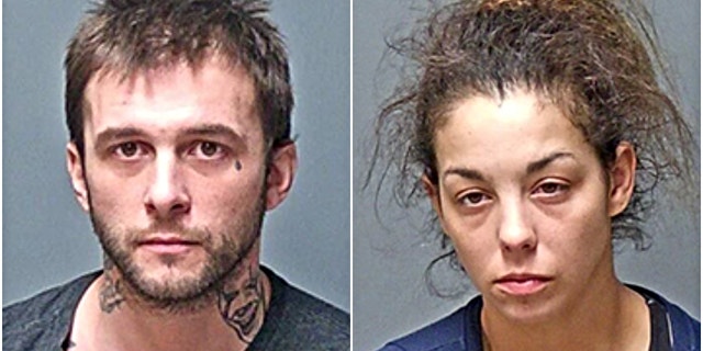 Adam Montgomery and Kayla Montgomery in booking photos after their arrests in January.