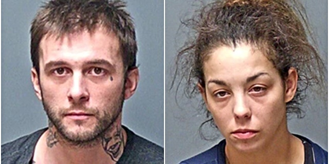 Adam Montgomery and Kayla Montgomery in booking photos after their arrests in January.