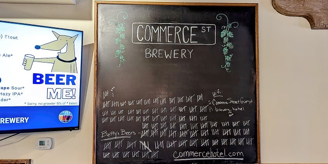 "Beers for Betty" board at Commerce Street Brewery in Mineral Point.