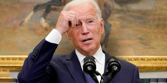 President Joe Biden speaks about the evacuation of Afghanistan at the White House on Aug. 22, 2021.