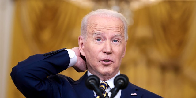 U.S. President Joe Biden has had repeated confrontations with journalists. Pictured: Biden speaks during a news conference in the East Room of the White House in Washington, D.C., U.S., on Wednesday, Jan. 19, 2022. Biden said it's the Federal Reserve's job to rein in the fastest pace of inflation in decades, and backed the central bank's plans to scale back monetary stimulus. 