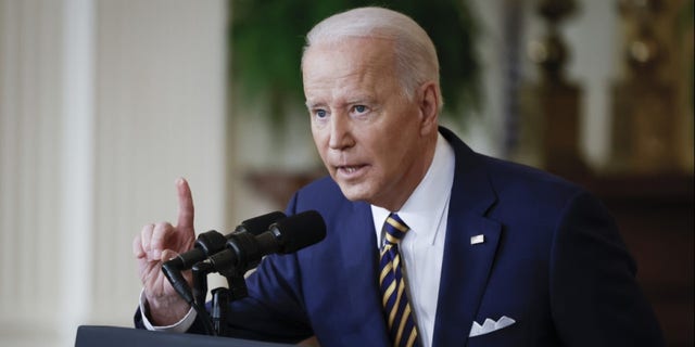 President Joe Biden answers questions during a news conference Jan. 19, 2022.