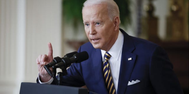 President Joe Biden answers questions during a news conference at the White House on Jan. 19, 2022.