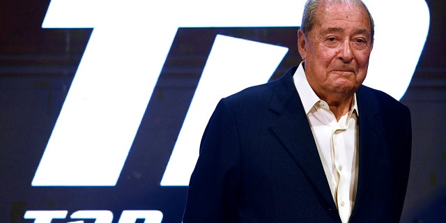 Top Rank boxing founder Bob Arum looks on during the weigh-in for welterweight fighters Terence Crawford and Amir Khan of the United Kingdom at Madison Square Garden on April 19, 2019 in New York City.