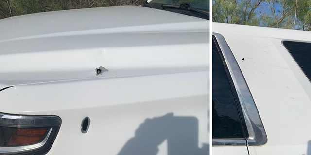 Images provided to Fox News show bullet holes in the front of the truck, links, and on its side.
