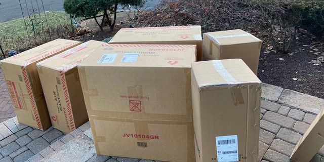 Essas caixas e muito mais chegaram à casa de Kumar em Nova Jersey depois que a criança de 22 meses da família “pediu” os itens online, usando o celular de sua mãe e acessando seu carrinho de compras Walmart.