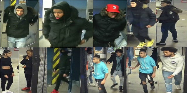 The suspects being sought in connection to the subway attack.