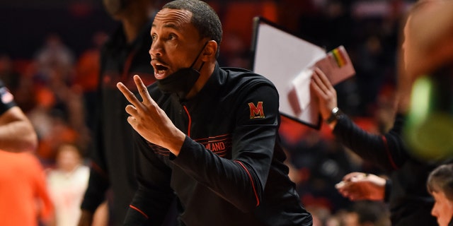 Maryland assistant coach Bruce Shingler during a college basketball game between the Maryland Terrapins and Illinois Fighting Illini on January 6, 2022 at the State Farm Center in Champaign, IL.