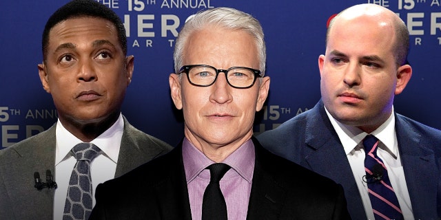 A photo illustration depicts CNN anchors Anderson Cooper, Don Lemon and Brian Stelter
