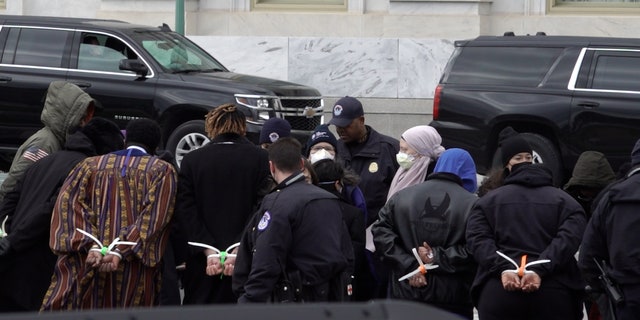 29 demonstrators were arrested on Tuesday on the U.S. Capitol steps