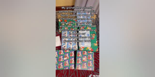 A family discovered a collection of wrapped Christmas presents in the attic of their late grandfather. The gifts appeared to be from several years ago. (Courtesy of Holly Pomeroy)