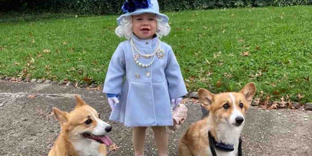 In October, Katelyn Sutherland posted pictures of her daughter Jalayne on Facebook showing off Jalayne’s adorable outfit: a blue coat and hat, a white wig, gloves, pearl necklaces, a purse and, of course, two corgis by her side.