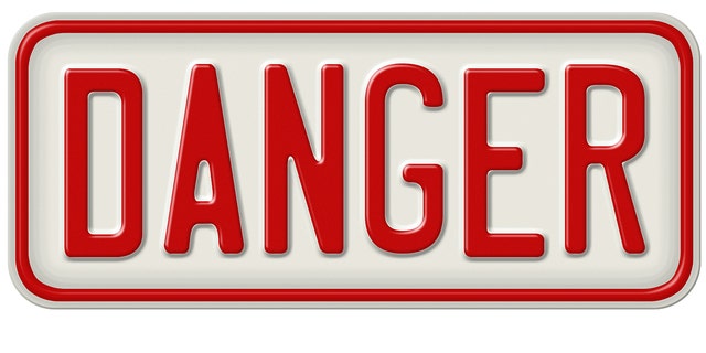 Metal sign on a white background - 3D illustration - Danger