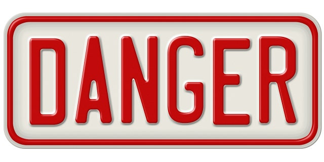 Metal sign on a white background - 3D illustration - Danger