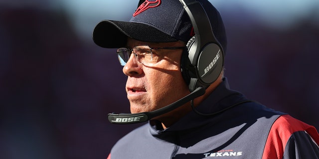 Houston Texans head coach David Culley watches from the sideline during the first half of his team's NFL football game against the San Francisco 49ers in Santa Clara, California, Sunday, Jan. 2, 2022. 
