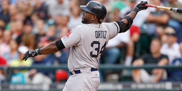 SEATTLE, WA - JULY 10: David Ortiz #34 of the Boston Red Sox watches his two-run homer in the third inning against the Seattle Mariners at Safeco Field on July 10, 2013 in Seattle, Washington. (Photo by Otto Greule Jr/Getty Images)