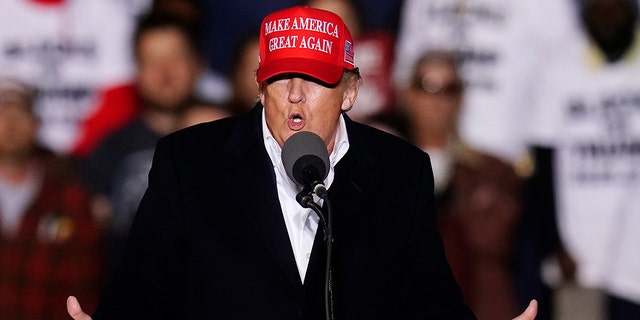 Former President Donald Trump speaks at a rally Saturday, Jan. 15, 2022, in Florence, Ariz. (AP Photo/Ross D. Franklin)