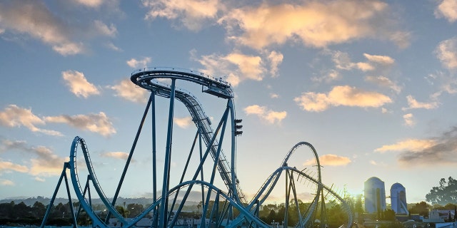 SeaWorld San Diego's new roller coaster, the emperor, is depicted.