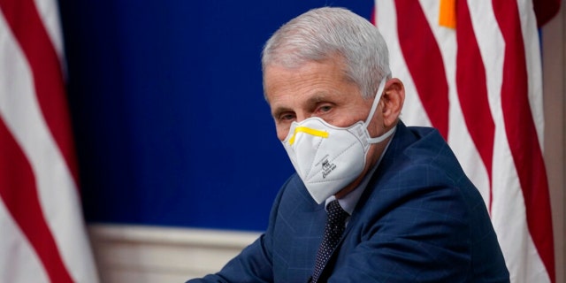 Dr. Anthony Fauci, White House Chief Medical Advisor and Director of the NIAID, participates in the White House COVID-19 Response Team's regular call with the National Governors Association in the South Court Auditorium in the Eisenhower Executive Office Building on the White House Campus, Monday, Dec. 27, 2021, in Washington. 