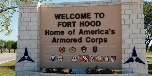 The main gate at Fort Hood, Texas