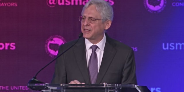 Merrick Garland speaks at Jan. 21 U.S. Conference of Mayors.