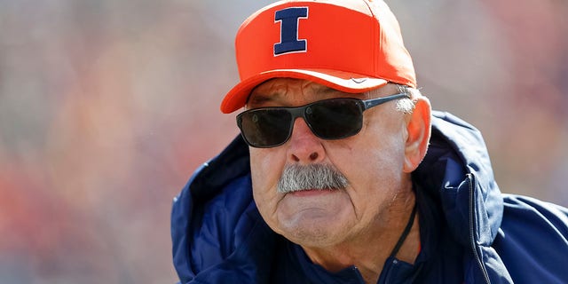 Hall of Famer Dick Butkus is seen during the Illinois Fighting Illini and Michigan Wolverines game at Memorial Stadium on October 12, 2019 in Champaign, Illinois.