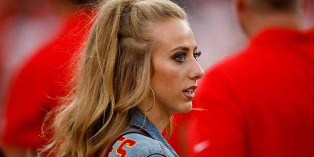 Brittany Matthews, then the girlfriend of Kansas City Chiefs quarterback Patrick Mahomes, looks on before a game against the Denver Broncos at Empower Field at Mile High on October 17, 2019 in Denver.