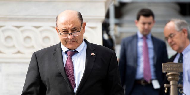 Rep. Lou Correa leaving the Capitol on Feb. 28, 2020. (Bill Clark/CQ-Roll Call, Inc via Getty Images)