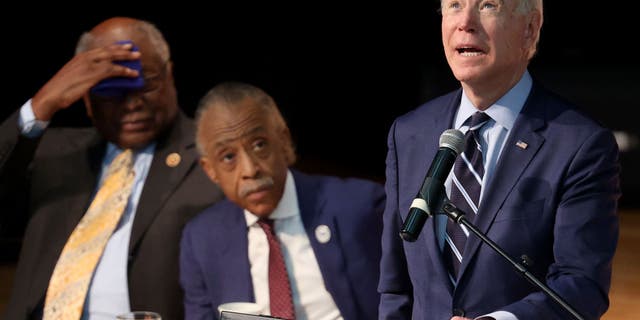 President Biden speaks at the Ministers’ Breakfast hosted by National Action Network and Rev. Al Sharpton Feb. 26, 2020, in North Charleston, South Carolina. 