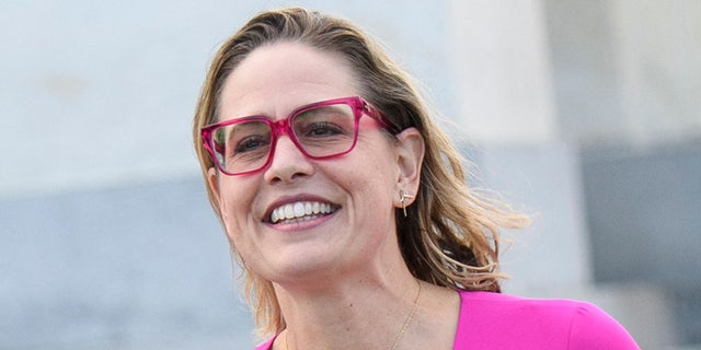 Senator Kyrsten Sinema, D-Ariz., departs from the US Capitol in Washington, DC, on October 28, 2021.