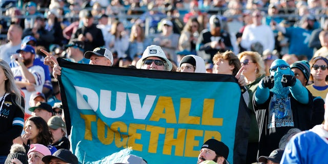 Jaguar fans during the game against the Buffalo Bills on Nov. 7, 2021, at TIAA Bank Field in Jacksonville, Florida.
