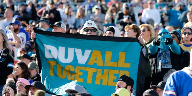 Jaguar fans during the game against the Buffalo Bills on Nov. 7, 2021, at TIAA Bank Field in Jacksonville, Florida.