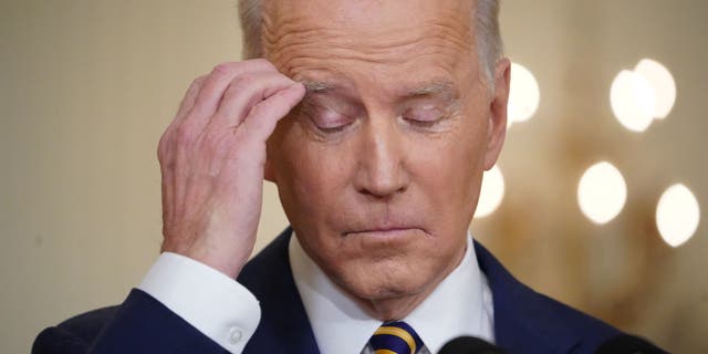 US President Joe Biden gestures during a news conference in the East Room of the White House, on January 19, 2022, in Washington, DC. - President Joe Biden holds a rare press conference Wednesday to kick off his second year in office, hoping to reset the agenda ahead of what could be brutal election reversals for Democrats. (Photo by MANDEL NGAN / AFP) (Photo by MANDEL NGAN/AFP via Getty Images)