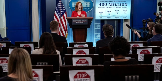 White House press secretary Jen Psaki speaks during the daily press briefing at the White House Jan. 26, 2022, a Washington, D.C.