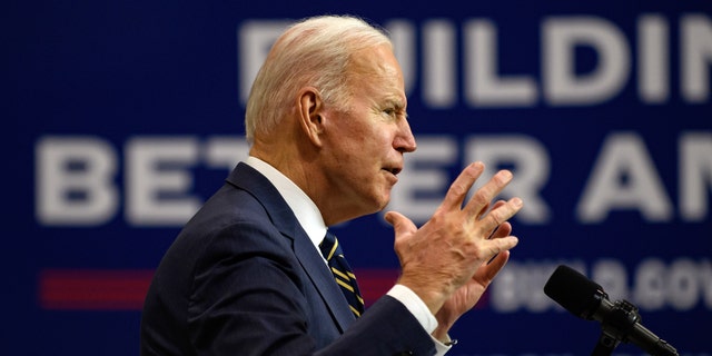 S. President Joe Biden speaks at Mill 19, a former steel mill being developed into a robotics research facility, on the campus of Carnegie Mellon University on Jan. 28, 2022 in Pittsburgh, Pennsylvania.