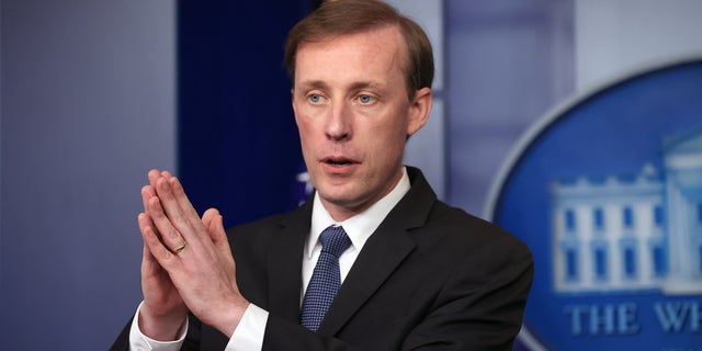 National Security Advisor Jake Sullivan talks to reporters during the daily news conference in the Brady Press Briefing Room at the White House on June 07, 2021, in Washington, DC. 