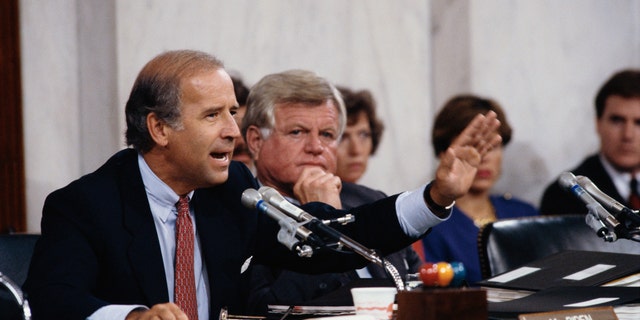 Senators Joseph Biden and Ted Kennedy during the Clarence Thomas Confirmation Hearings.