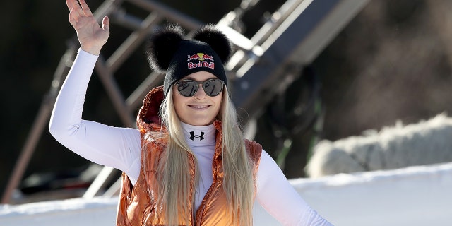 Lindsey Vonn smiles during the Hahnenkamm Rennen Audi FIS Alpine Ski World Cup Men's Super G at Streif on Jan. 24, 2020, in Kitzbuehel, Austria.