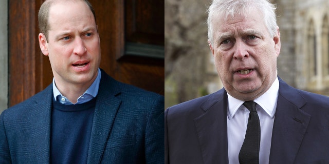 Royal author Kristin Contino claimed Prince William (izquierda) was involved in Queen Elizabeth II's decision to strip Prince Andrew's (derecho) military affiliations and royal patronages amid his legal battle with Jeffrey Epstein accuser Virginia Roberts Giuffre.